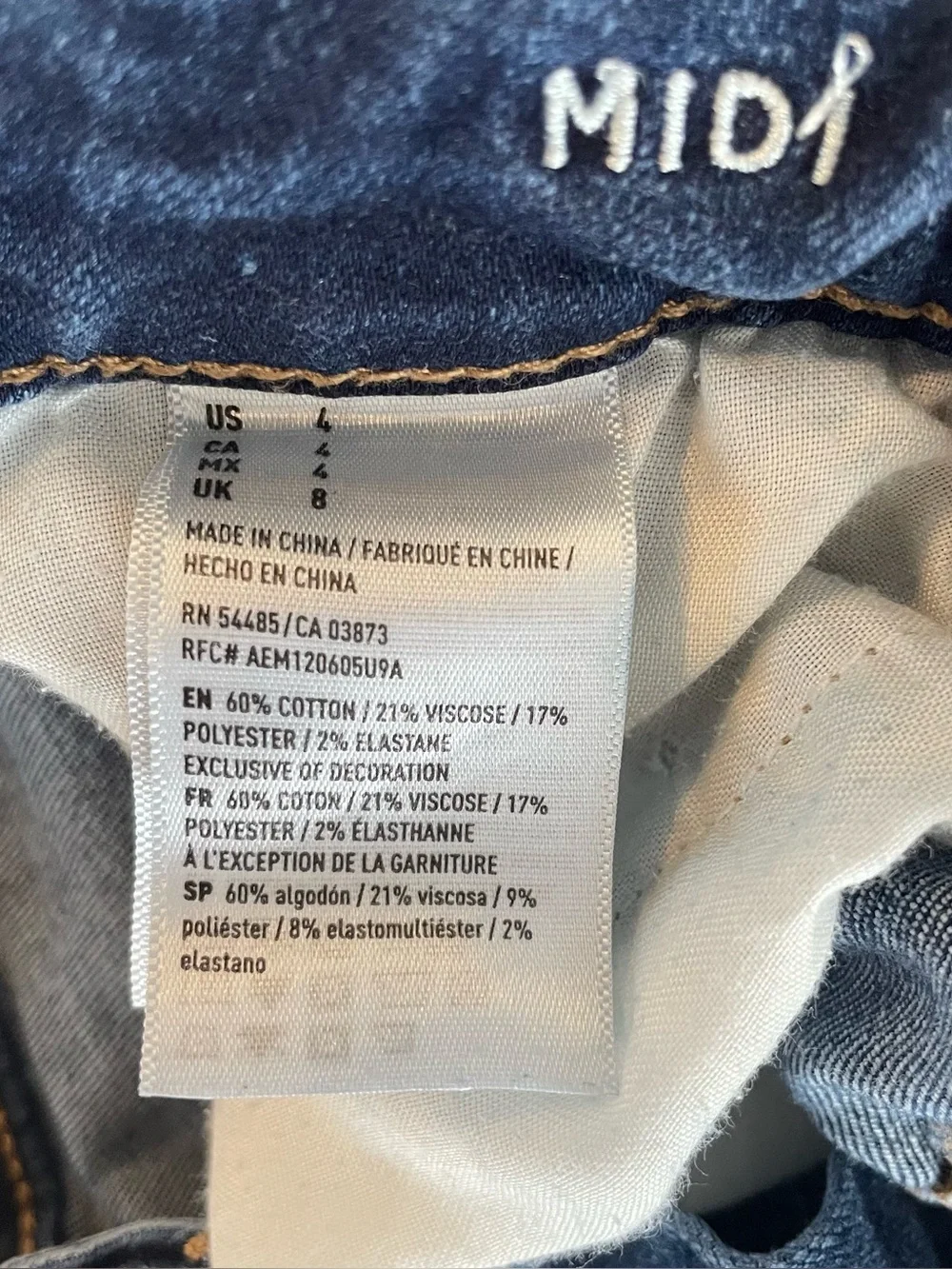 American Eagle Shortie Jean Shorts Women’s 4 Stretch Distressed Midi Daisy Dukes - Picture 5 of 16